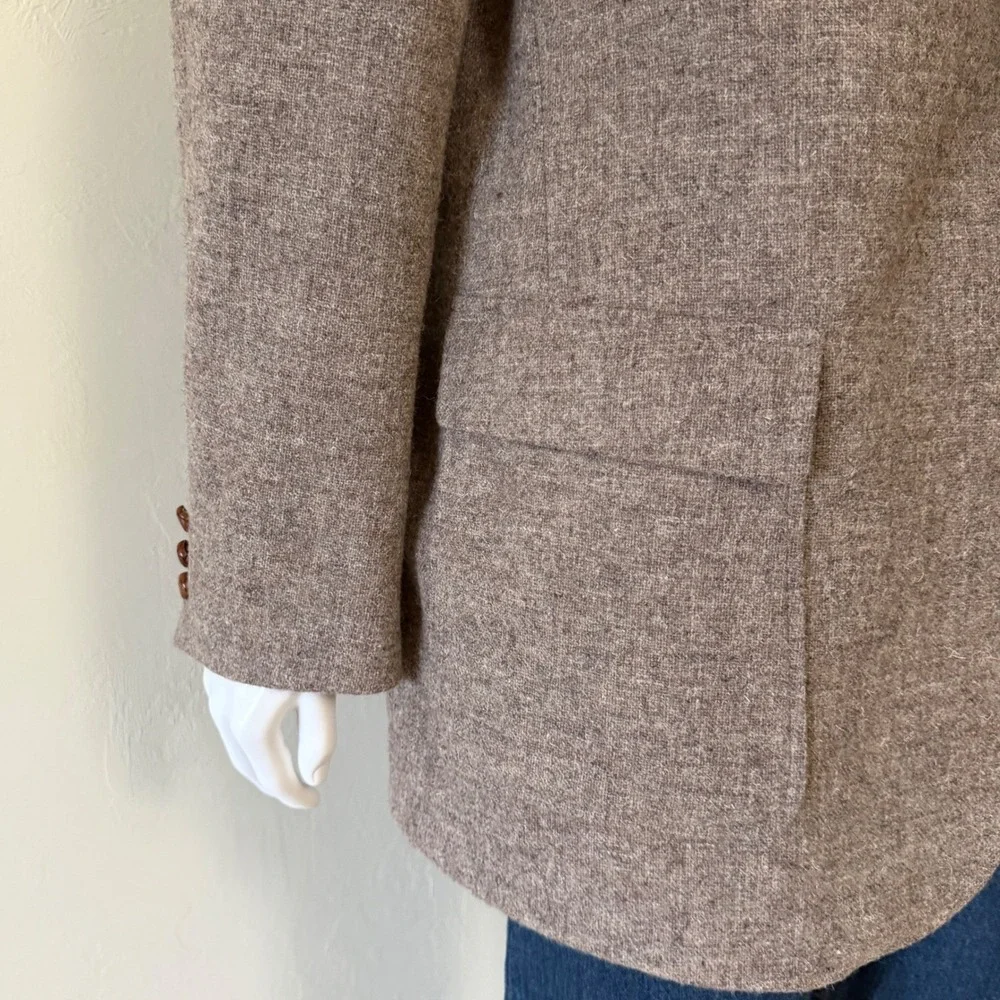 Rare Vintage Levis Mens Brown Tweed 100% Wool Blazer‎ with Leather Buttons 42R